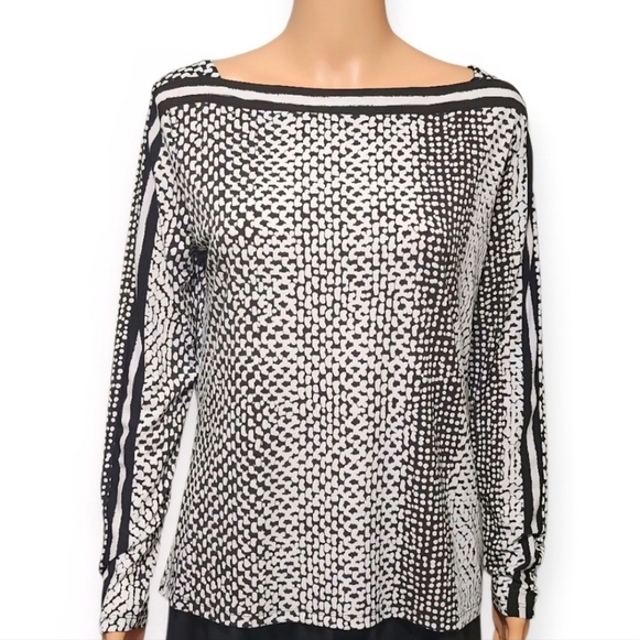 MICHAEL Michael Kors Monochrome Patterned Top. Size P/L - Picture 6 of 6